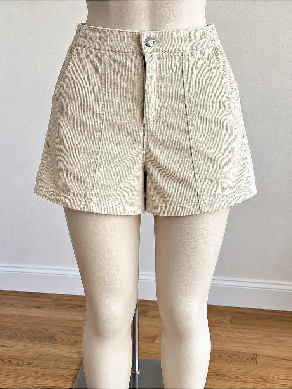 Wild Fable High Waist Striped Cotton Shorts in Beige Like New
